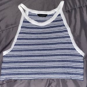 • Cropped white and blue, striped Tank Top